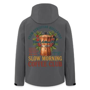 Petit-déjeuner, café, matin, Café Lent, Brunch Club - Veste softshell homme en polyester recyclé Stanley/Stella - noir - Dos - AI Model Male 185 light (185cm)