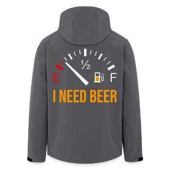 Funny beer motif "I Need Beer" - Men’s Recycled Softshell Jacket by Stanley/Stella - black - Back - AI Model Male 185 light (185cm)