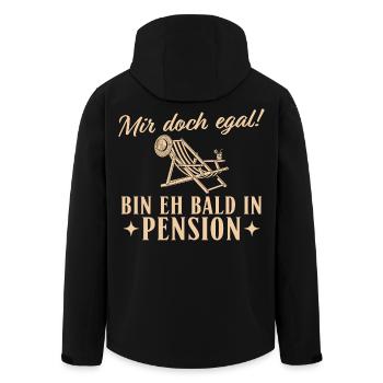 Pensionierung Liegestuhl Eh bald in Pension - Recycelte Männer Softshell-Jacke von Stanley/Stella - Schwarz - Hinten - AI Model Male 185 light (185cm)