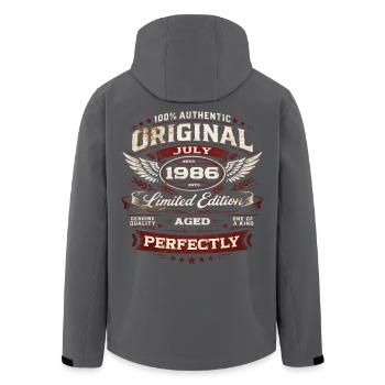 Cadeau du 40e anniversaire Original juillet 1986 - Veste softshell homme en polyester recyclé Stanley/Stella - noir - Dos - AI Model Male 185 light (185cm)