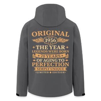 Original since 1956 Birthday 70 Years - Recycelte Männer Softshell-Jacke von Stanley/Stella - Schwarz - Hinten - AI Model Male 185 light (185cm)