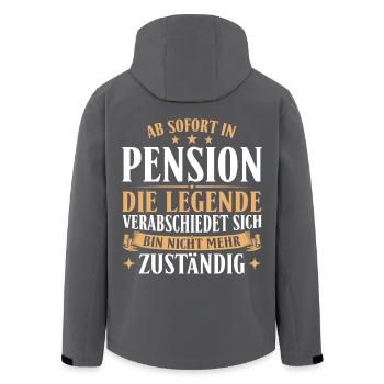 Pension Legende verabschiedet sich - Pensionierung - Recycelte Männer Softshell-Jacke von Stanley/Stella - Schwarz - Hinten - AI Model Male 185 light (185cm)