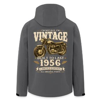 Cadeau pour 70e anniversaire Biker Vintage 1956 - Veste softshell homme en polyester recyclé Stanley/Stella - noir - Dos - AI Model Male 185 light (185cm)