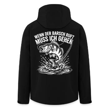 Barsch Angeln - Recycelte Männer Softshell-Jacke von Stanley/Stella - Schwarz - Hinten - AI Model Male 185 light (185cm)