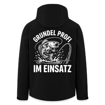 Grundel Profi im Einsatz - Recycelte Männer Softshell-Jacke von Stanley/Stella - Schwarz - Hinten - AI Model Male 185 light (185cm)