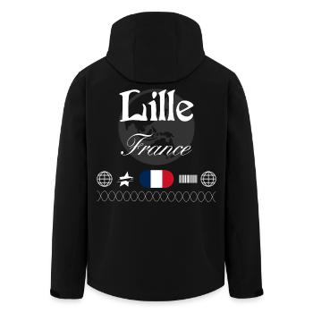 Lille Frankreich Streetwear Reise Souvenir - Recycelte Männer Softshell-Jacke von Stanley/Stella - Schwarz - Hinten - AI Model Male 185 light (185cm)