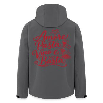 Amore Pasta Vino e Basta – Italienischer Spruch - Recycelte Männer Softshell-Jacke von Stanley/Stella - Schwarz - Hinten - AI Model Male 185 light (185cm)