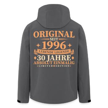 Original 1996 Jahrgang geboren 30. Geburtstag - Recycelte Männer Softshell-Jacke von Stanley/Stella - Schwarz - Hinten - AI Model Male 185 light (185cm)