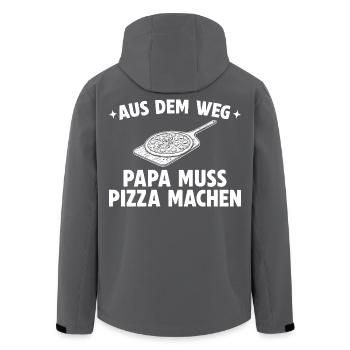 Papa muss Pizza machen - Pizzabäcker - Recycelte Männer Softshell-Jacke von Stanley/Stella - Schwarz - Hinten - AI Model Male 185 light (185cm)