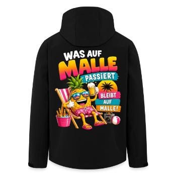 Was auf Malle passiert bleibt auf Malle Fun Spruch - Recycelte Männer Softshell-Jacke von Stanley/Stella - Schwarz - Hinten - AI Model Male 185 light (185cm)