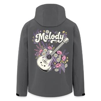 Mélodie Guitare Fleurs Musique - Veste softshell homme en polyester recyclé Stanley/Stella - noir - Dos - AI Model Male 185 light (185cm)