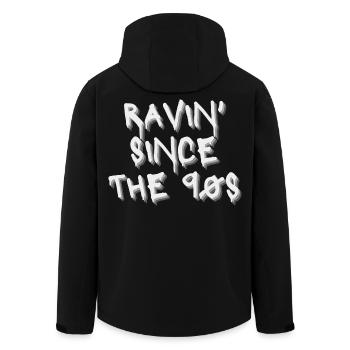 Raving Since the 90s – Idee für raving Techno, DnB - Recycelte Männer Softshell-Jacke von Stanley/Stella - Schwarz - Hinten - AI Model Male 185 light (185cm)