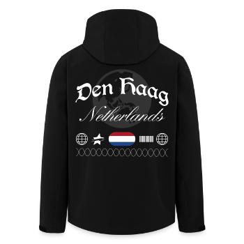Den Haag Niederlande Streetwear Reise Souvenir - Recycelte Männer Softshell-Jacke von Stanley/Stella - Schwarz - Hinten - AI Model Male 185 light (185cm)