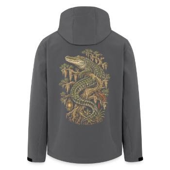 Sumpf Alligator - Recycelte Männer Softshell-Jacke von Stanley/Stella - Schwarz - Hinten - AI Model Male 185 light (185cm)
