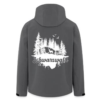 Schwarzwald Hirsch Wald Natur Motiv - Recycelte Männer Softshell-Jacke von Stanley/Stella - Schwarz - Hinten - AI Model Male 185 light (185cm)