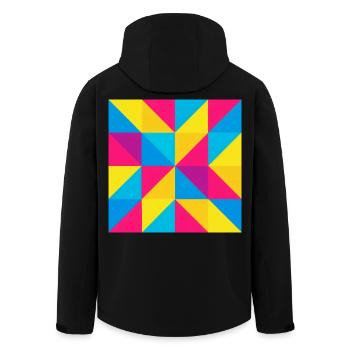 Patchwork géométrique vif - Veste softshell homme en polyester recyclé Stanley/Stella - noir - Dos - AI Model Male 185 light (185cm)