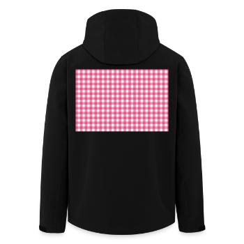 Rosa Gingham-Kariertes Muster - Recycelte Männer Softshell-Jacke von Stanley/Stella - Schwarz - Hinten - AI Model Male 185 light (185cm)