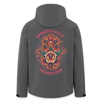 Spirituality Spiritually Protected Sacred Geometry - Men’s Recycled Softshell Jacket by Stanley/Stella - black - Back - AI Model Male 185 light (185cm)