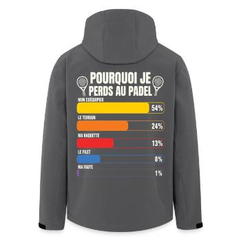Padel Humour Joueur Perdant - Veste softshell homme en polyester recyclé Stanley/Stella - noir - Dos - AI Model Male 185 light (185cm)