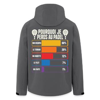Padel Humour Joueur De Padel Perdant - Veste softshell homme en polyester recyclé Stanley/Stella - noir - Dos - AI Model Male 185 light (185cm)