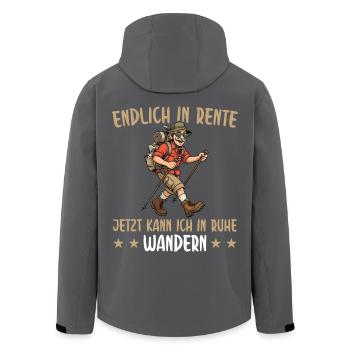 Rente In Ruhe Wandern- Renteneintritt Mann - Recycelte Männer Softshell-Jacke von Stanley/Stella - Schwarz - Hinten - AI Model Male 185 light (185cm)