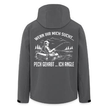 Wenn ihr mich sucht Pech gehabt Ich angle - Recycelte Männer Softshell-Jacke von Stanley/Stella - Schwarz - Hinten - AI Model Male 185 light (185cm)