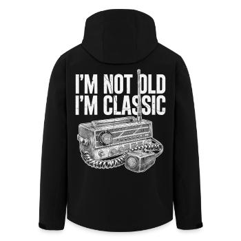 Nicht alt, einfach klassisches Radio - Recycelte Männer Softshell-Jacke von Stanley/Stella - Schwarz - Hinten - AI Model Male 185 light (185cm)