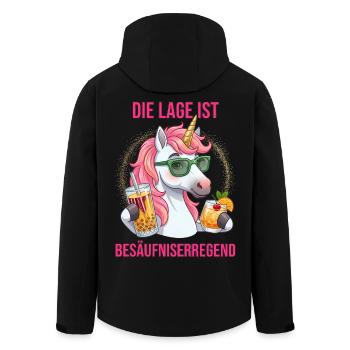 Die Lage ist besäufniserregend lustiger Einhorn - Recycelte Männer Softshell-Jacke von Stanley/Stella - Schwarz - Hinten - AI Model Male 185 light (185cm)