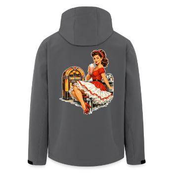 Pin-up Rockabilly dans le diner rétro des années 50 - Veste softshell homme en polyester recyclé Stanley/Stella - noir - Dos - AI Model Male 185 light (185cm)