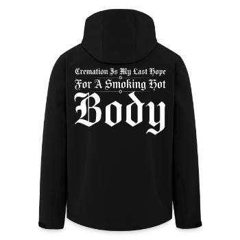 Gothic Irony Bold Blackletter - Men’s Recycled Softshell Jacket by Stanley/Stella - black - Back - AI Model Male 185 light (185cm)