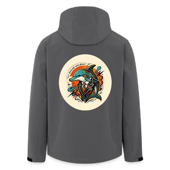 Dresscode: Anzug – Eleganter Pop-Art-Delfin - Recycelte Männer Softshell-Jacke von Stanley/Stella - Schwarz - Hinten - AI Model Male 185 light (185cm)