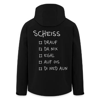 Scheiß... – Lustiges Dialekt Typografie Design - Recycelte Männer Softshell-Jacke von Stanley/Stella - Schwarz - Hinten - AI Model Male 185 light (185cm)