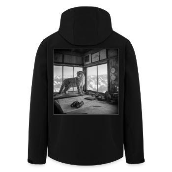 Léopard des neiges Nature vintage Crime animalier - Veste softshell homme en polyester recyclé Stanley/Stella - noir - Dos - AI Model Male 185 light (185cm)