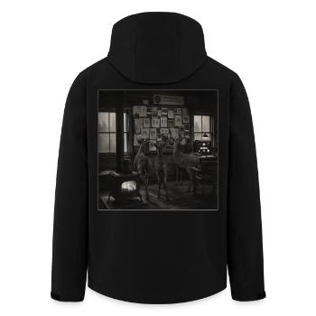 Enquête sur la criminalité animale et la chasse aux cerfs Mystère - Veste softshell homme en polyester recyclé Stanley/Stella - noir - Dos - AI Model Male 185 light (185cm)