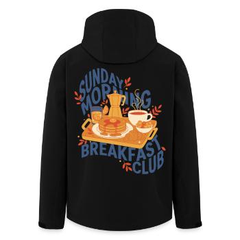 Breakfast Sunday Morning Breakfast Club Funny - Men’s Recycled Softshell Jacket by Stanley/Stella - black - Back - AI Model Male 185 light (185cm)