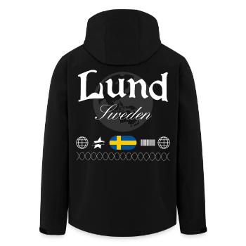 Lund Schweden Streetwear Reise Souvenir - Recycelte Männer Softshell-Jacke von Stanley/Stella - Schwarz - Hinten - AI Model Male 185 light (185cm)