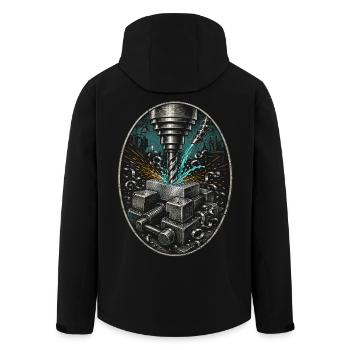 Opérateur de machine de découpe, fraiseuse CNC - Veste softshell homme en polyester recyclé Stanley/Stella - noir - Dos - AI Model Male 185 light (185cm)
