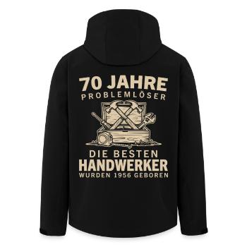 70 Jahre Problemlöser Handwerker 1956 Geburtstag - Recycelte Männer Softshell-Jacke von Stanley/Stella - Schwarz - Hinten - AI Model Male 185 light (185cm)