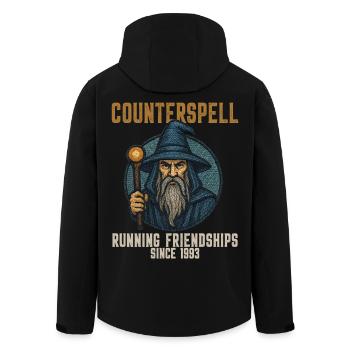 Counterspell Running Friendships Since 1993 - Men’s Recycled Softshell Jacket by Stanley/Stella - black - Back - AI Model Male 185 light (185cm)