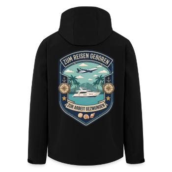 Zum Reisen geboren zur Arbeit gezwungen Travel - Recycelte Männer Softshell-Jacke von Stanley/Stella - Schwarz - Hinten - AI Model Male 185 light (185cm)