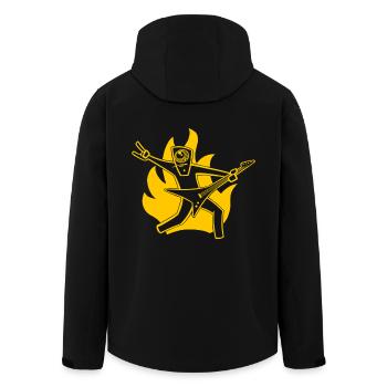 Gitarrist bei Fire - Recycelte Männer Softshell-Jacke von Stanley/Stella - Schwarz - Hinten - AI Model Male 185 light (185cm)