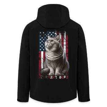 British Shorthair US British Shorthair Cat - Men’s Recycled Softshell Jacket by Stanley/Stella - black - Back - AI Model Male 185 light (185cm)