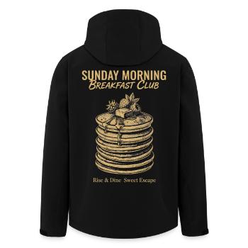 Breakfast Sunday Morning Breakfast Club Funny - Men’s Recycled Softshell Jacket by Stanley/Stella - black - Back - AI Model Male 185 light (185cm)