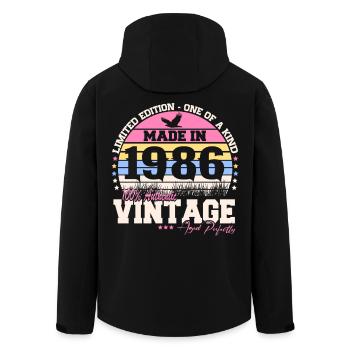 Cadeau rétro vintage vintage 40 ans 1986 - Veste softshell homme en polyester recyclé Stanley/Stella - noir - Dos - AI Model Male 185 light (185cm)