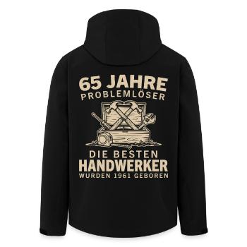 65 Jahre Problemlöser Jahrgang 1961 Handwerker - Recycelte Männer Softshell-Jacke von Stanley/Stella - Schwarz - Hinten - AI Model Male 185 light (185cm)