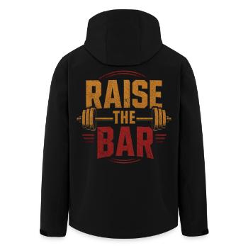 Motivation à la barre avec haltère dans la salle de sport - Veste softshell homme en polyester recyclé Stanley/Stella - noir - Dos - AI Model Male 185 light (185cm)