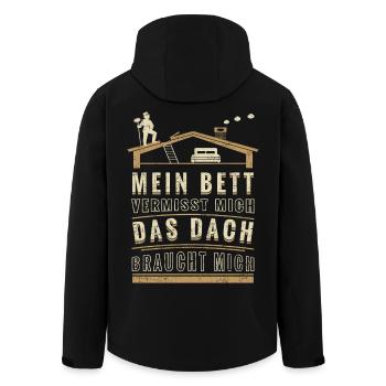 Schornsteinfeger – Mein Bett vermisst mich. Das Da - Recycelte Männer Softshell-Jacke von Stanley/Stella - Schwarz - Hinten - AI Model Male 185 light (185cm)
