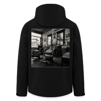 Crime rétro rétro de chat de salon de barbier - Veste softshell homme en polyester recyclé Stanley/Stella - noir - Dos - AI Model Male 185 light (185cm)