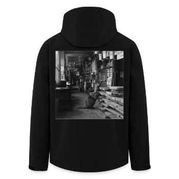 Beaver in the Wood Shop Vintage Retro Animal Crime - Men’s Recycled Softshell Jacket by Stanley/Stella - black - Back - AI Model Male 185 light (185cm)