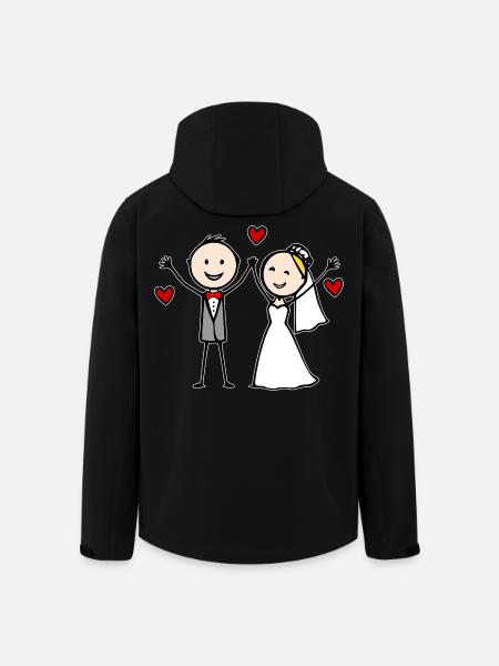 Hochzeitspaar Cartoon fröhlich - Recycelte Männer Softshell-Jacke von Stanley/Stella - Schwarz